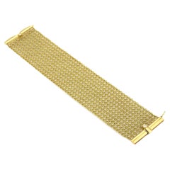 Judith Ripka Diamonds 18k Yellow Gold Wide Mesh Flex Bracelet