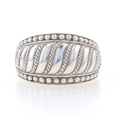 Used Judith Ripka Dome Statement Band - Sterling Silver 925 Stripe Ring