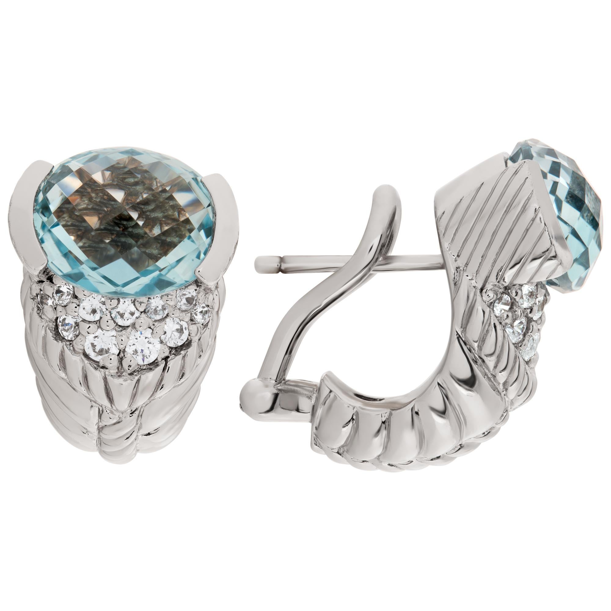 Orecchini Judith Ripka in argento sterling con topazio blu In condizioni ottime a Surfside, FL
