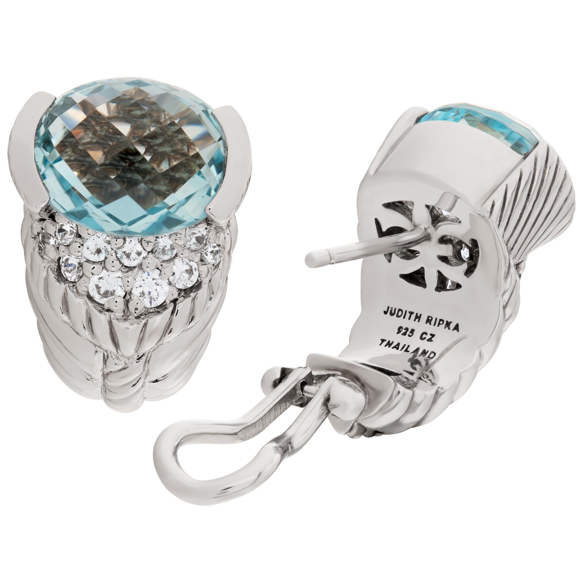 Donna Orecchini Judith Ripka in argento sterling con topazio blu