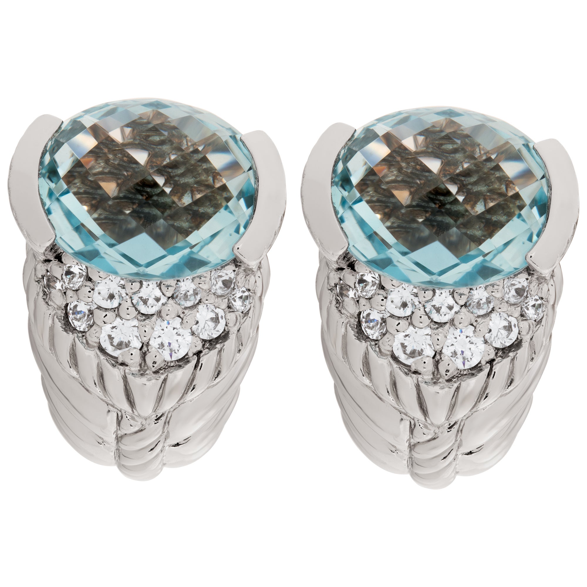 Judith Ripka Earrings in Sterling Silver with Blue Topaz
