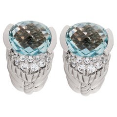 Vintage Judith Ripka Earrings in Sterling Silver with Blue Topaz