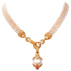 Judith Ripka Estate Diamond Pearl Pendant Necklace