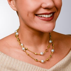 Judith Ripka Estate Tourmaline Pearl Diamond Gold Chain Necklace