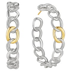 Judith Ripka, Eternity Interlocking Multilink Hoop Earrings with 18K Gold