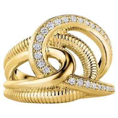 Judith Ripka, Eternity Intertwined Ring in Solid 18K Gold with VS/G Diamonds