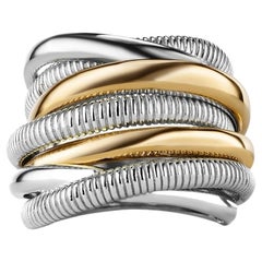 Judith Ripka, Eternity Seven Band Highway Ring with 18K Gold