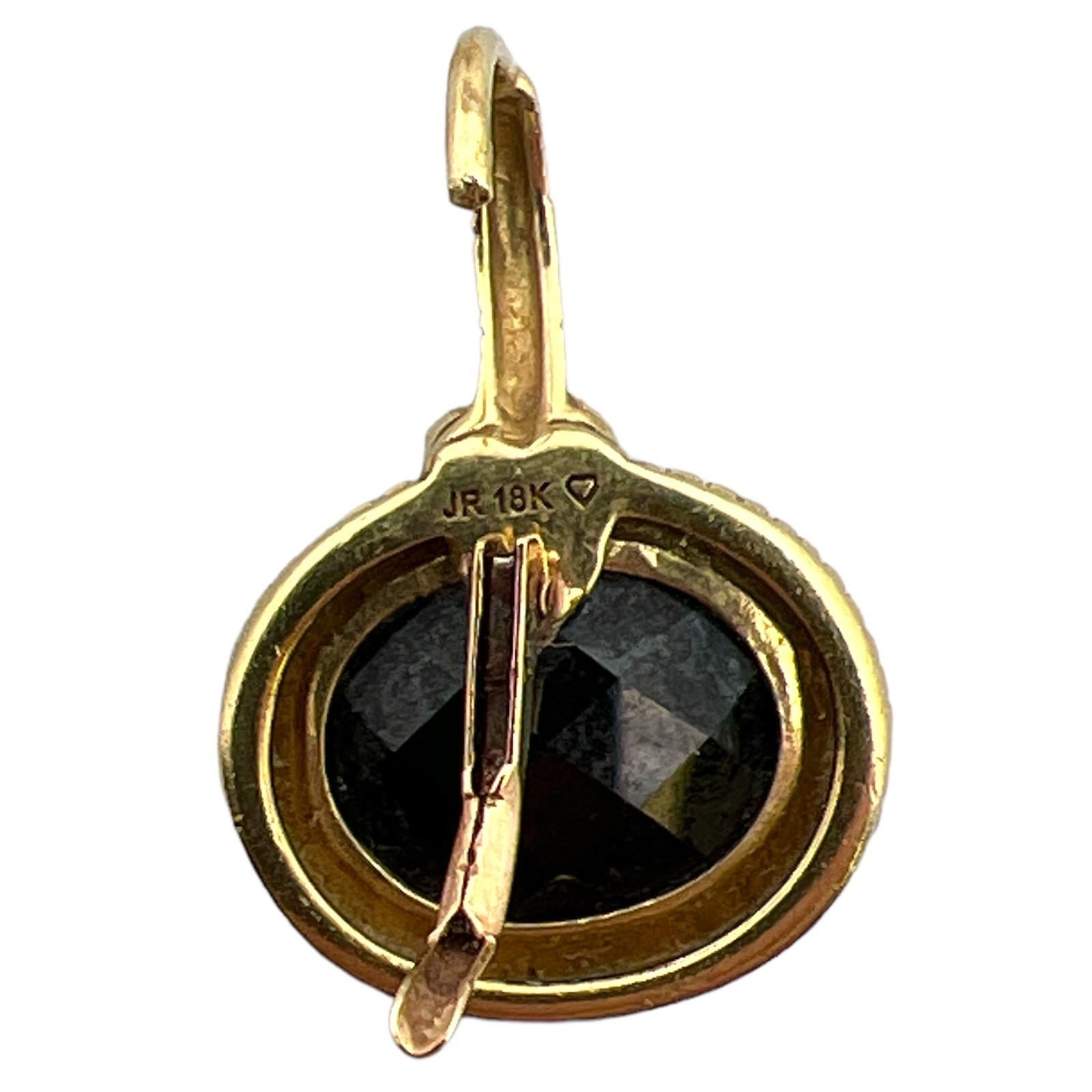 Judith Ripka Facettierte ovale Onyx-Diamant-Tropfen-Ohrringe aus 18 Karat Gelbgold (Moderne)