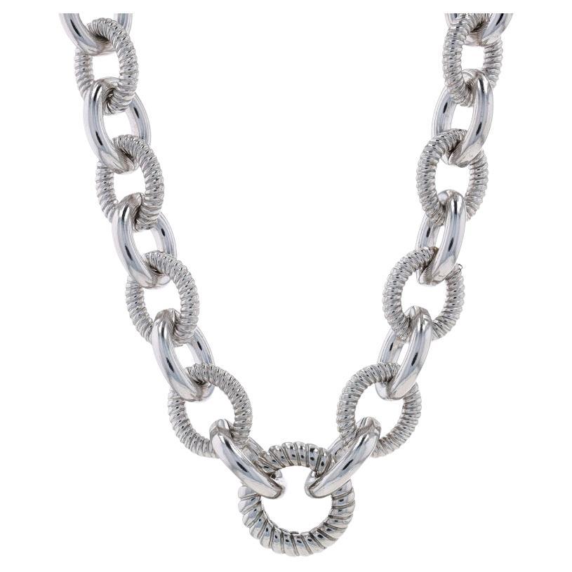 Judith Ripka Fancy Cable Chain Necklace 17 3/4" - Sterling Silver 925 Enhancer For Sale