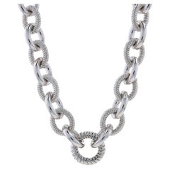Judith Ripka Fancy Cable Chain Necklace 17 3/4" - Sterling Silver 925 Enhancer