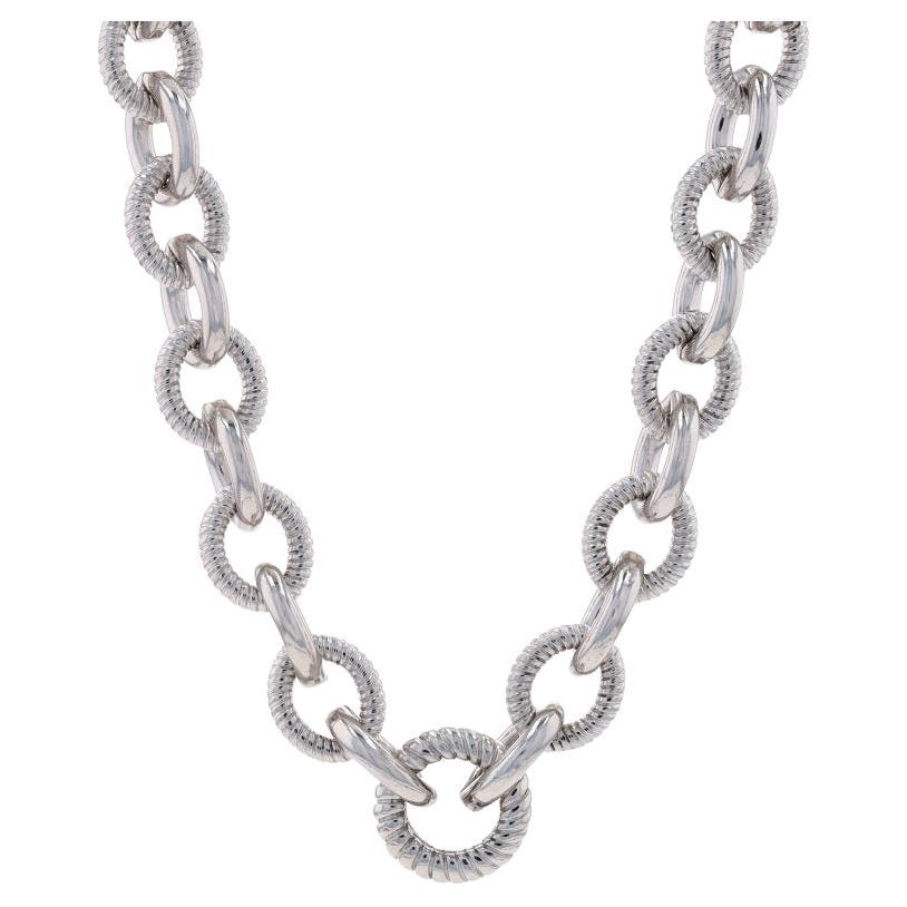 Judith Ripka Fancy Cable Chain Necklace 20" - Sterling Silver 925 Enhancer For Sale