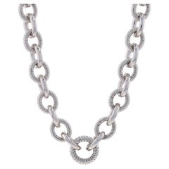 Retro Judith Ripka Fancy Cable Chain Necklace 20" - Sterling Silver 925 Enhancer