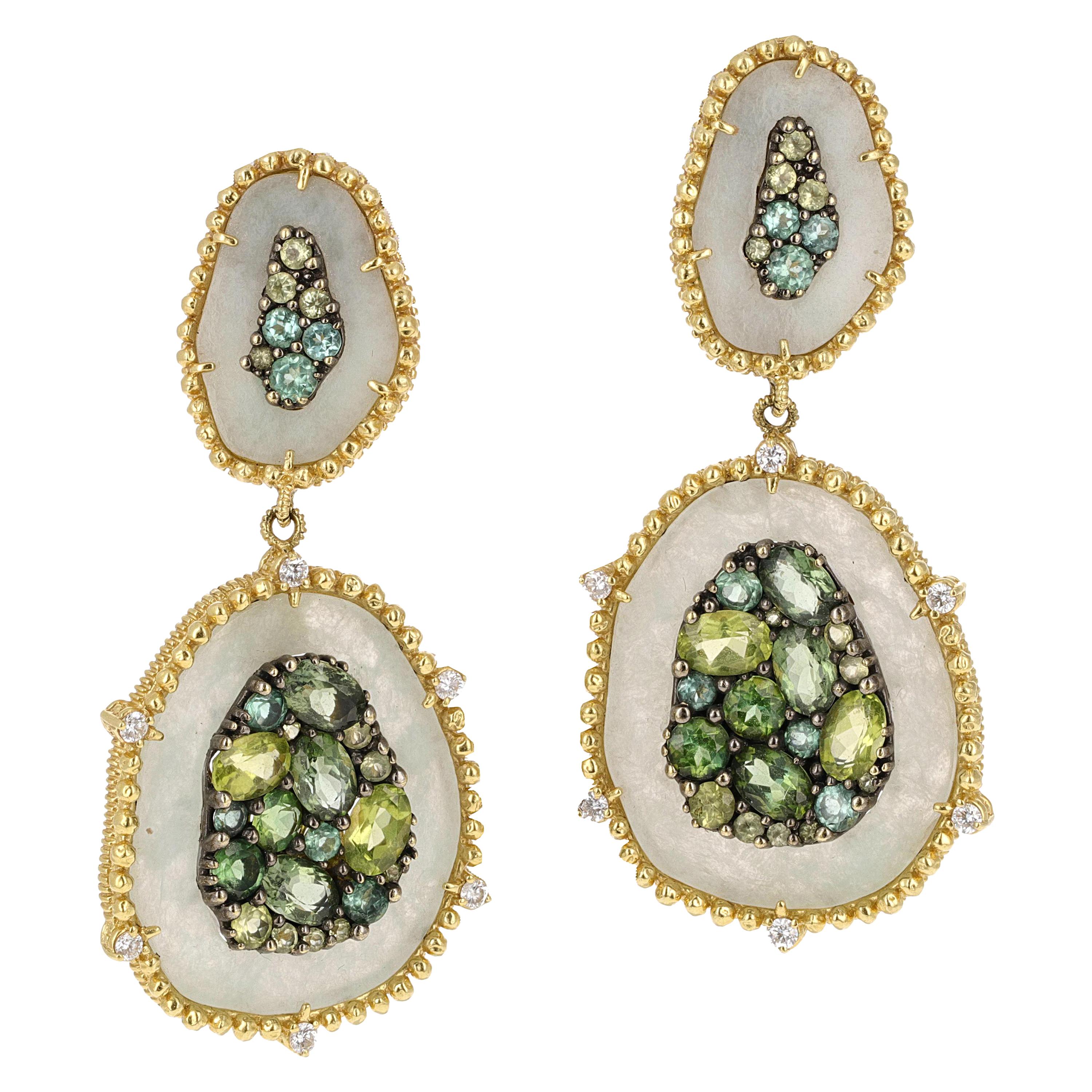 Judith Ripka Gemstone and Diamond Dangle Earrings