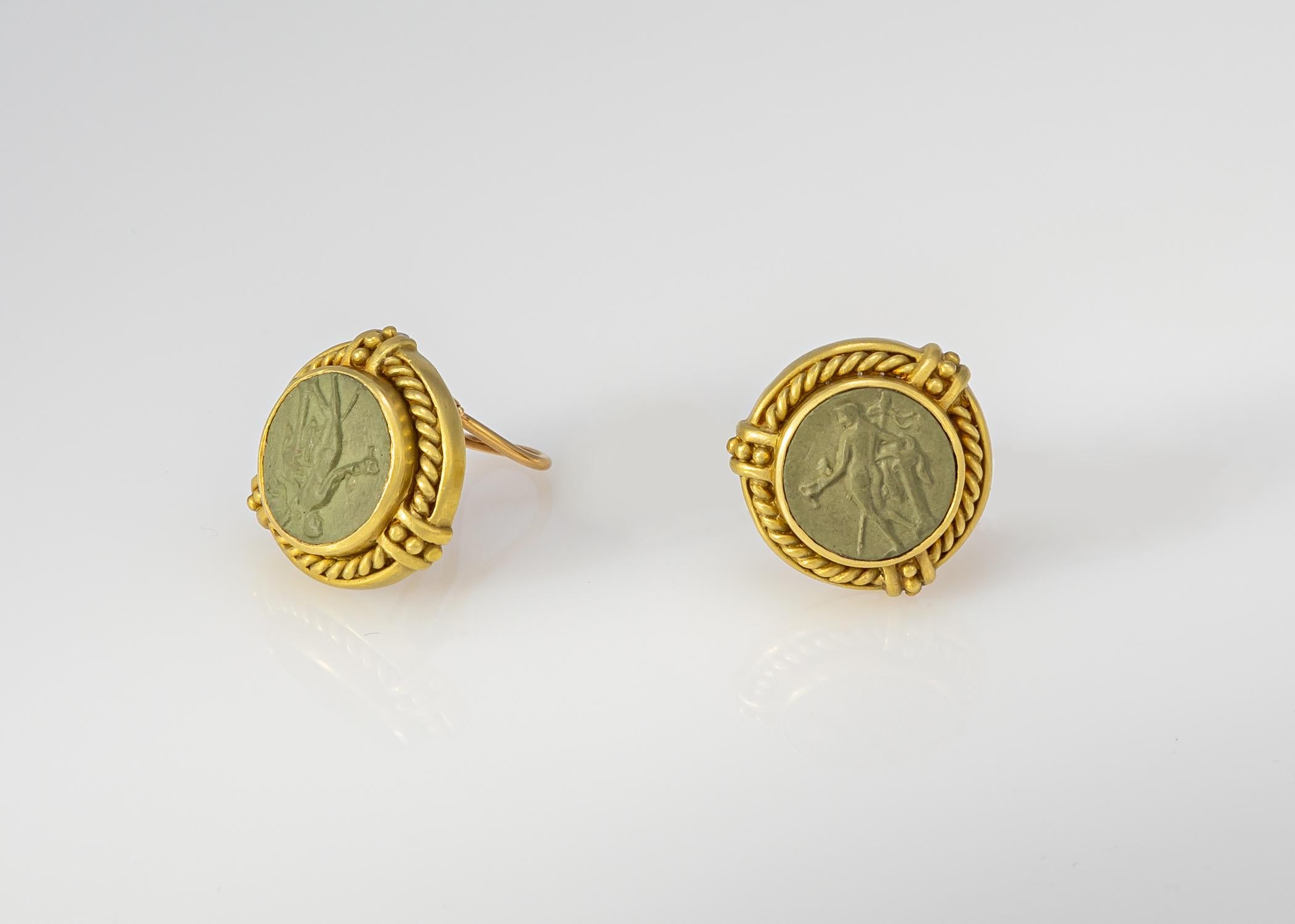 Boucles d'oreilles Judith Ripka en or et pierre de lave Excellent état - En vente à Atlanta, GA