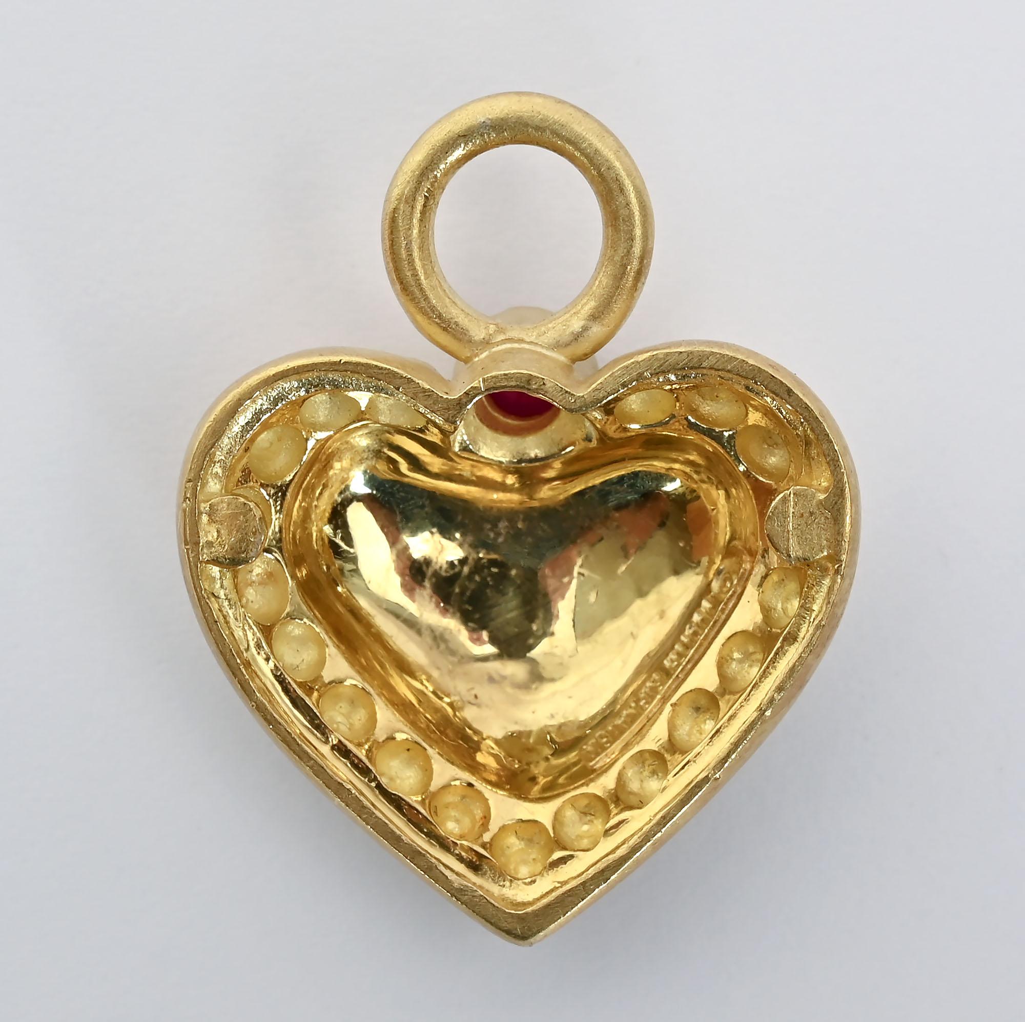 Cabochon Judith Ripka Gold Heart Pendant For Sale