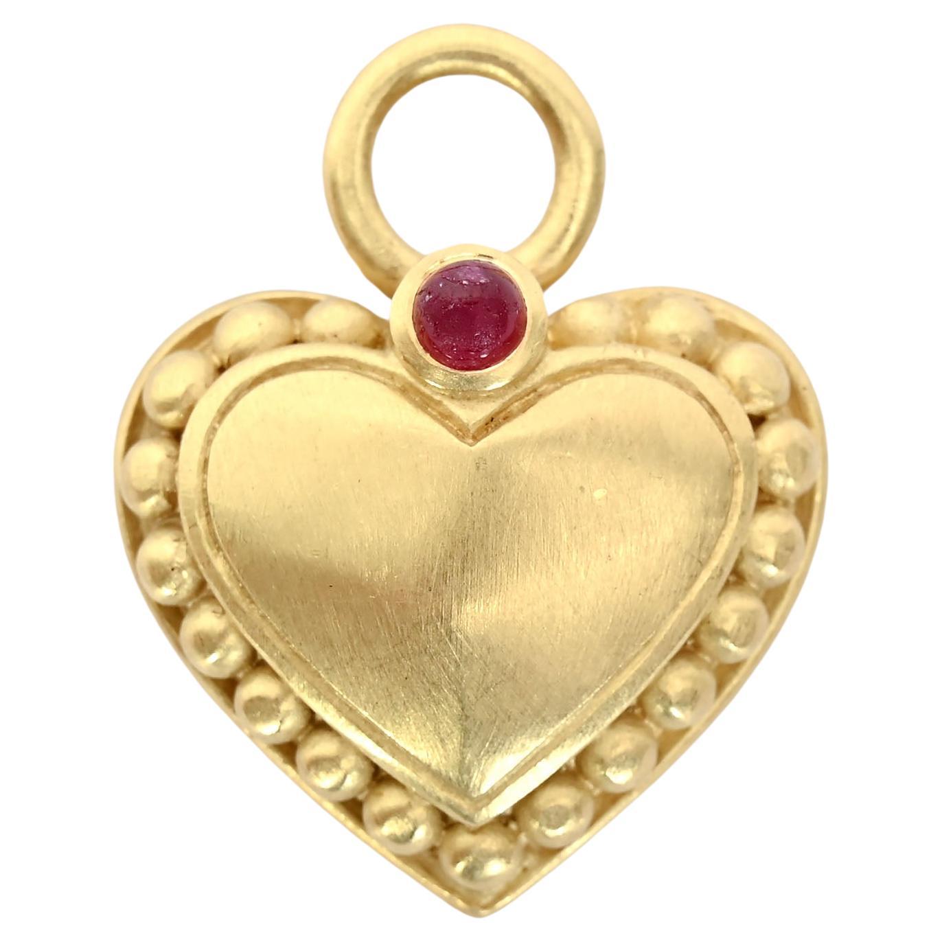 Judith Ripka Gold Heart Pendant For Sale