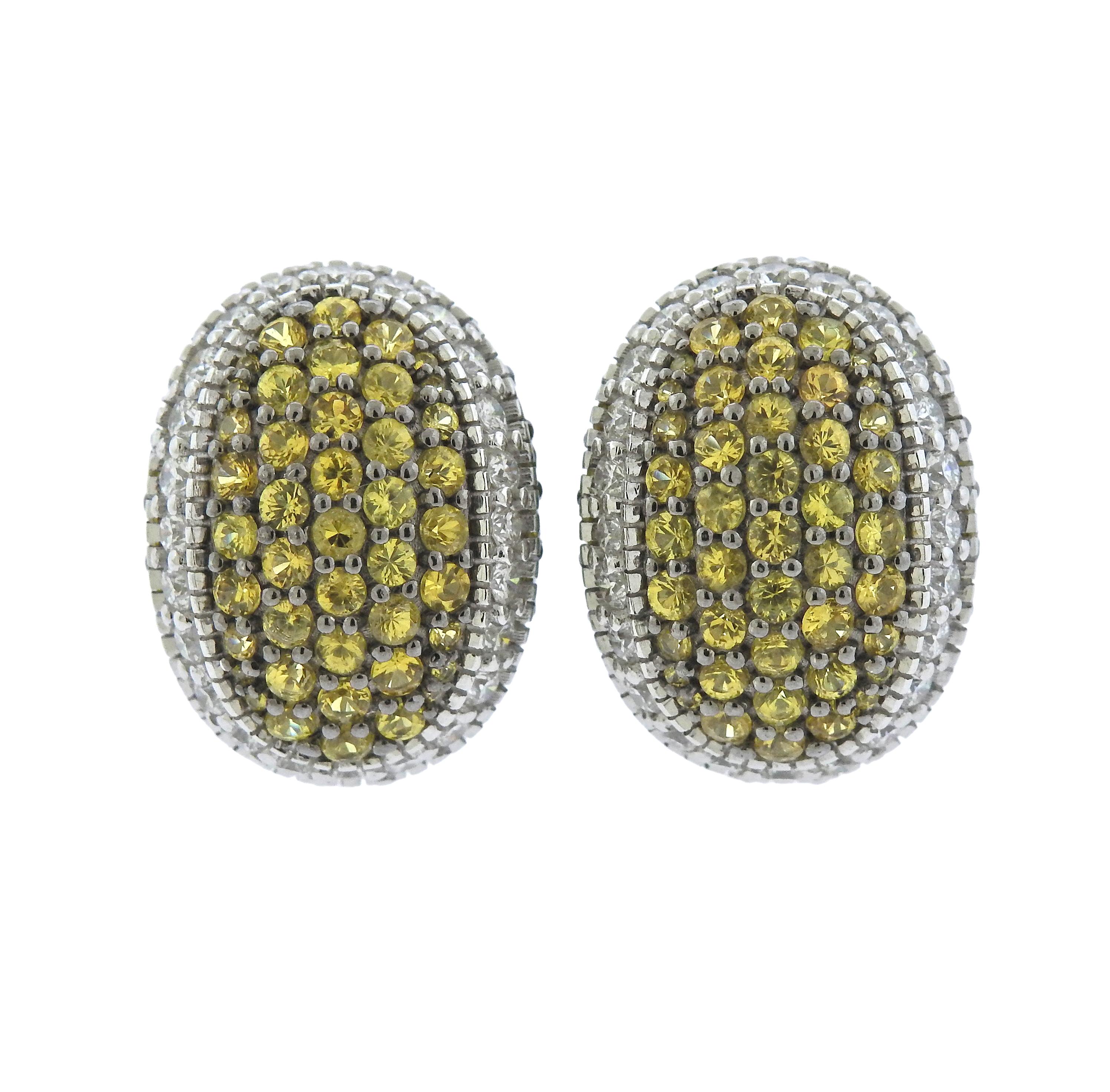 Judith Ripka Gold Lemon Citrine Diamond Earrings