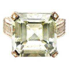 Judith Ripka Anello con ametista verde, diamante, oro bianco 8 carati e argento sterling