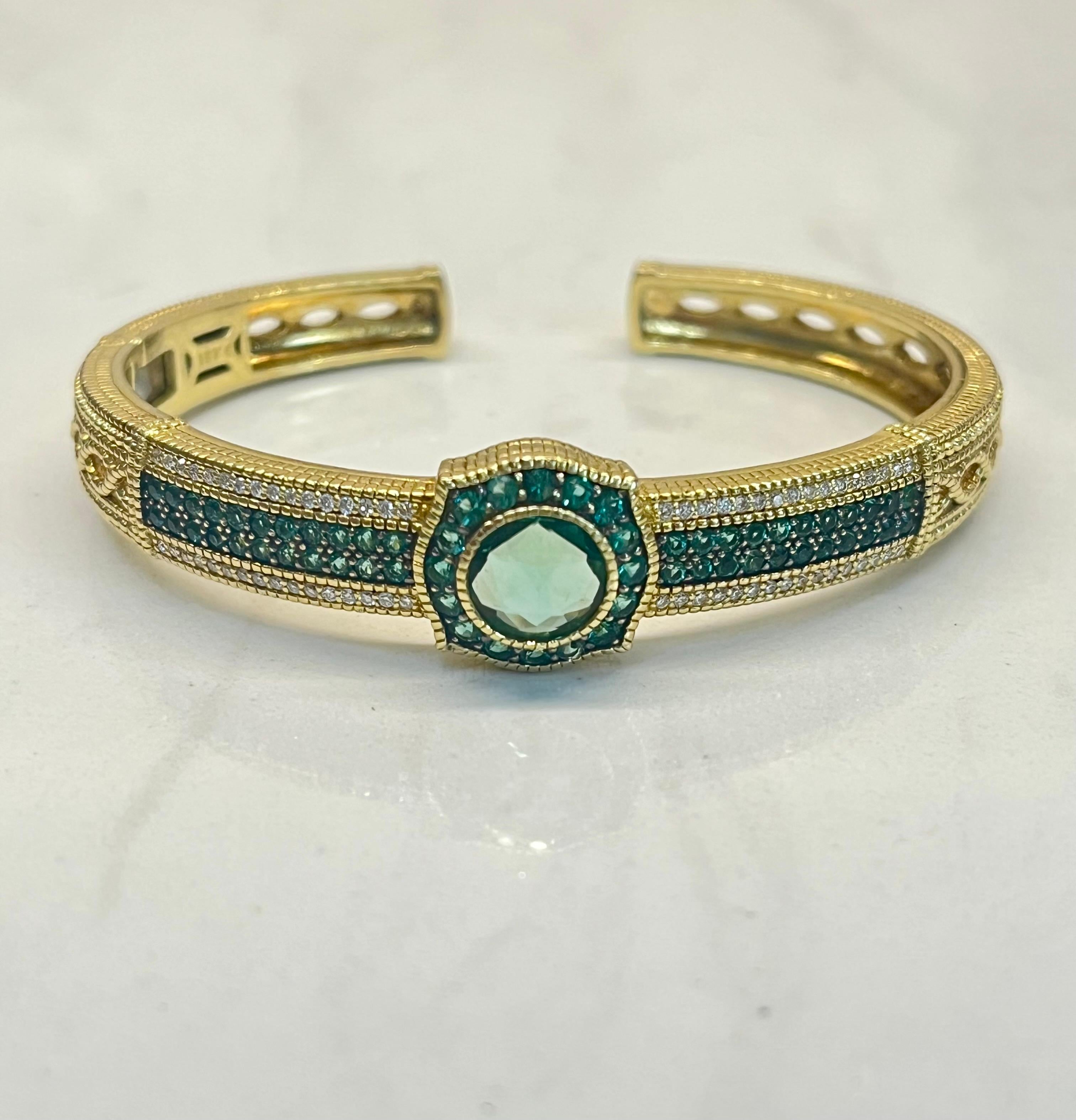 Judith Ripka Green Sapphire Bangle In Good Condition For Sale In Naples, FL