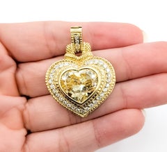 Judith Ripka Heart Crystal & Diamond Pendant in 18k Yellow Gold