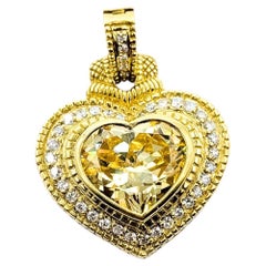 Judith Ripka Heart Crystal & Diamond Pendant in 18k Yellow Gold