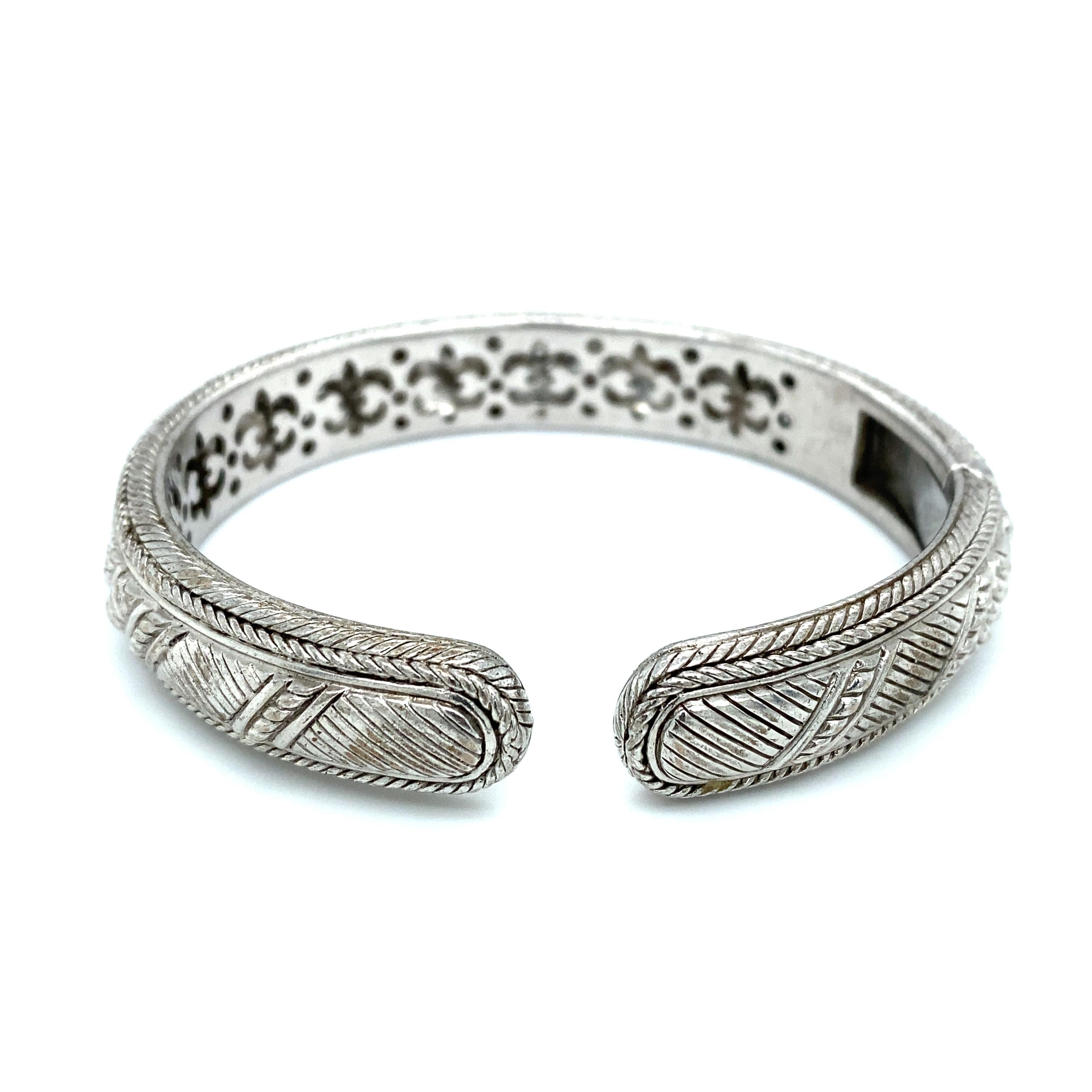 Judith Ripka Manschette mit Scharnier und kubischen Zirkonsteinen aus Sterlingsilber für Damen oder Herren