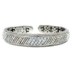 Bracciale a cerniera Judith Ripka con pietre di zirconia cubica in argento sterling
