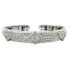 Bracciale a cuore con cerniera con zirconi in A. Silver di Judith Ripka