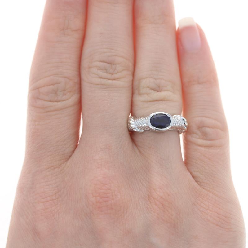Oval Cut Judith Ripka Iolite Solitaire Ring - Sterling Silver 925 .63ct East-West Size 5 For Sale