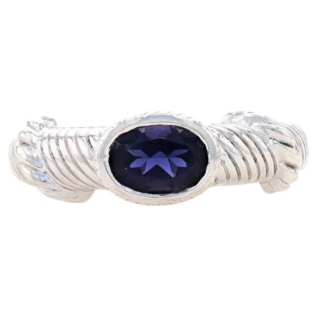 Judith Ripka Iolite Solitaire Ring - Sterling Silver 925 .63ct East-West Size 5 en vente