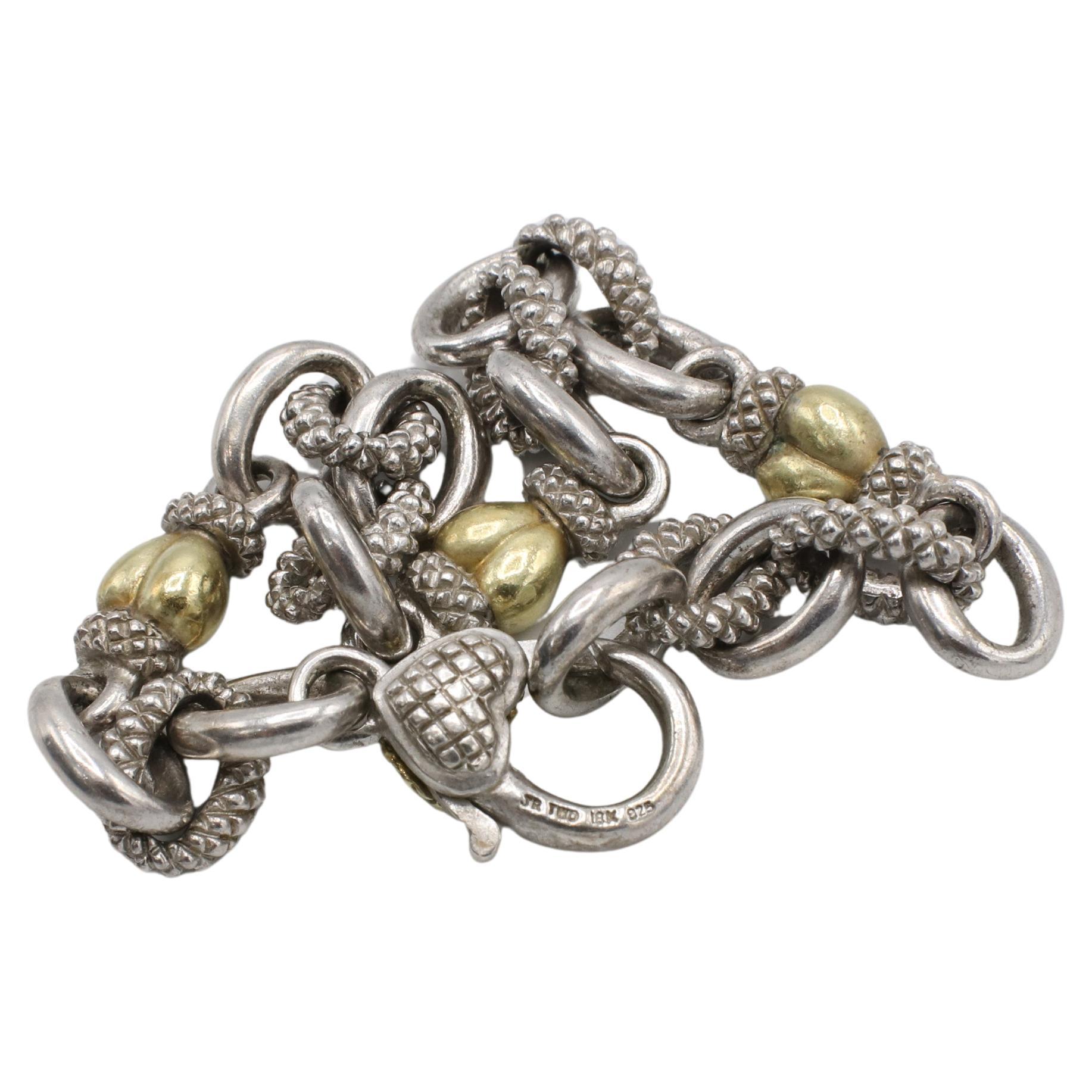 Modern Judith Ripka JR TWO Sterling Silver & Gold Chain Link Bracelet