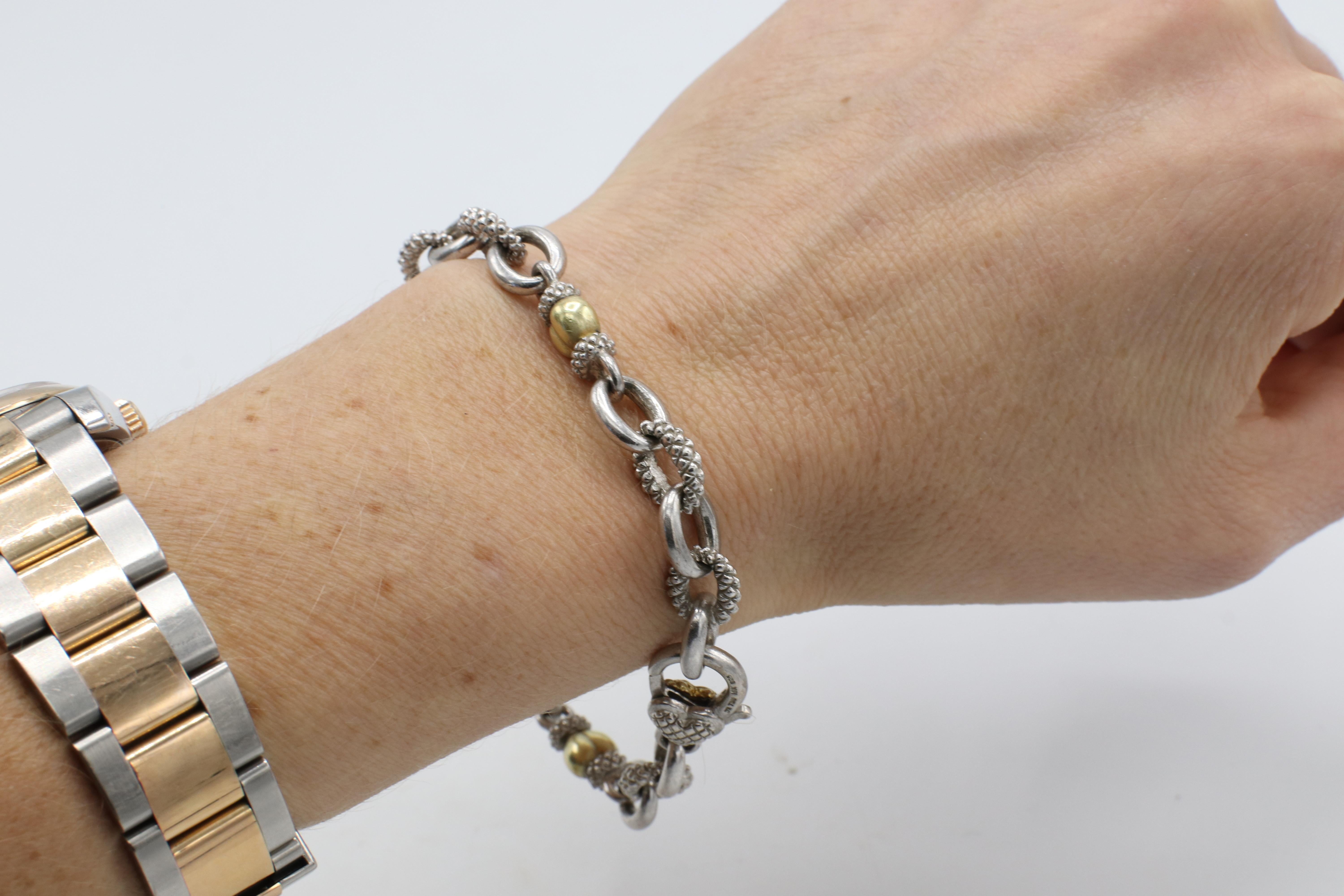 Judith Ripka JR TWO Sterling Silver & Gold Chain Link Bracelet In Excellent Condition In  Baltimore, MD