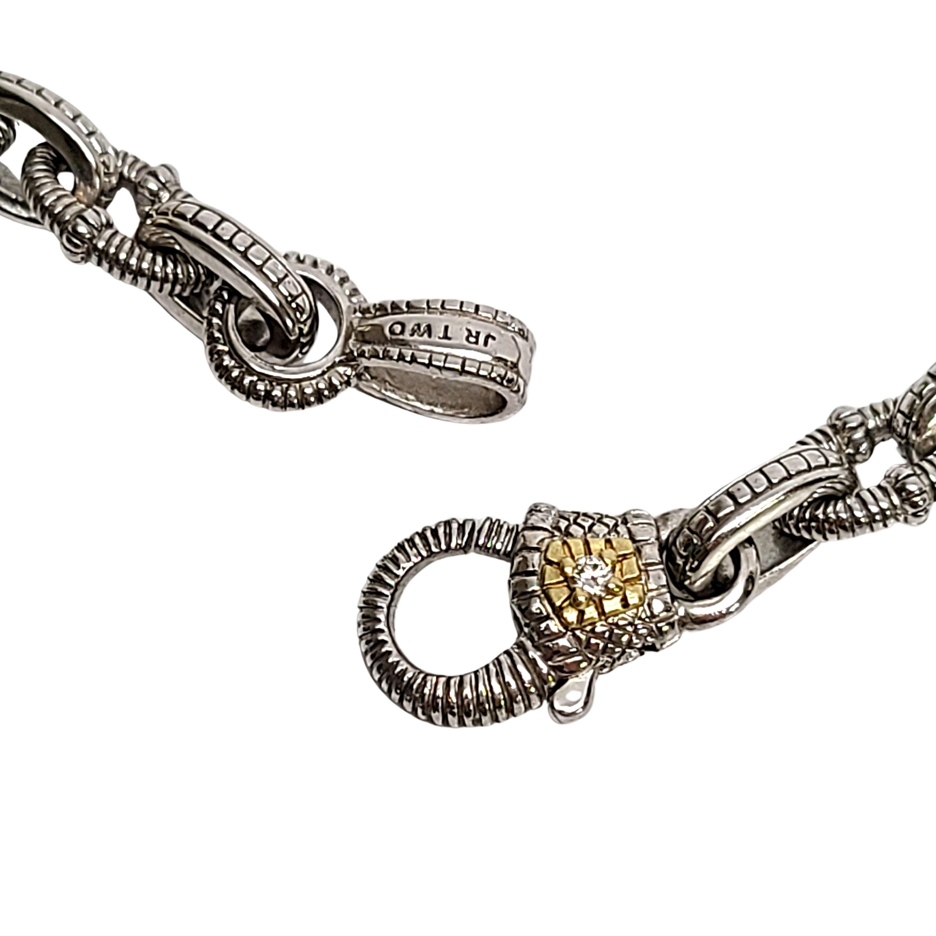 Brilliant Cut Judith Ripka JR TWO Sterling Textured Link Chain 18K Gold Plated Diamond Clasp
