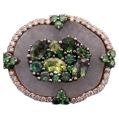 Judith Ripka large Oasis Ring with green Jade in 18K yellow Gold (Bague Oasis avec Jade vert en or jaune 18K)