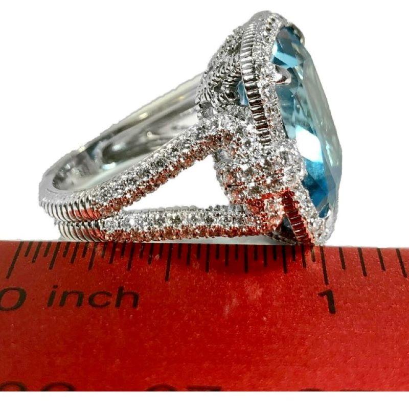 Women's Judith Ripka Large Scale White Gold Diamond and 17.90Ct Blue Topaz Ring
