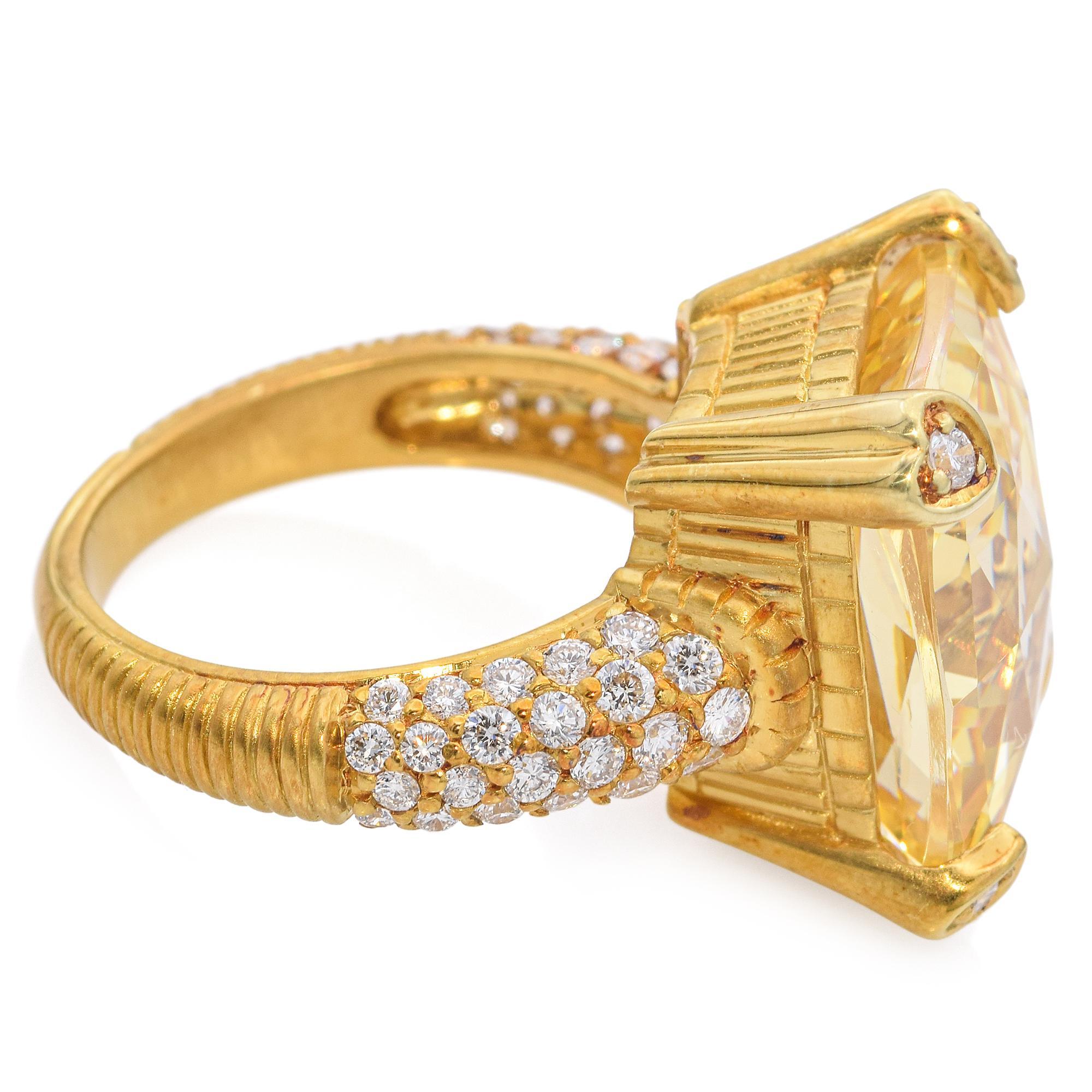 Judith Ripka Lola 18k Gelbgold Zitronenquarz-Diamantring Damen im Angebot