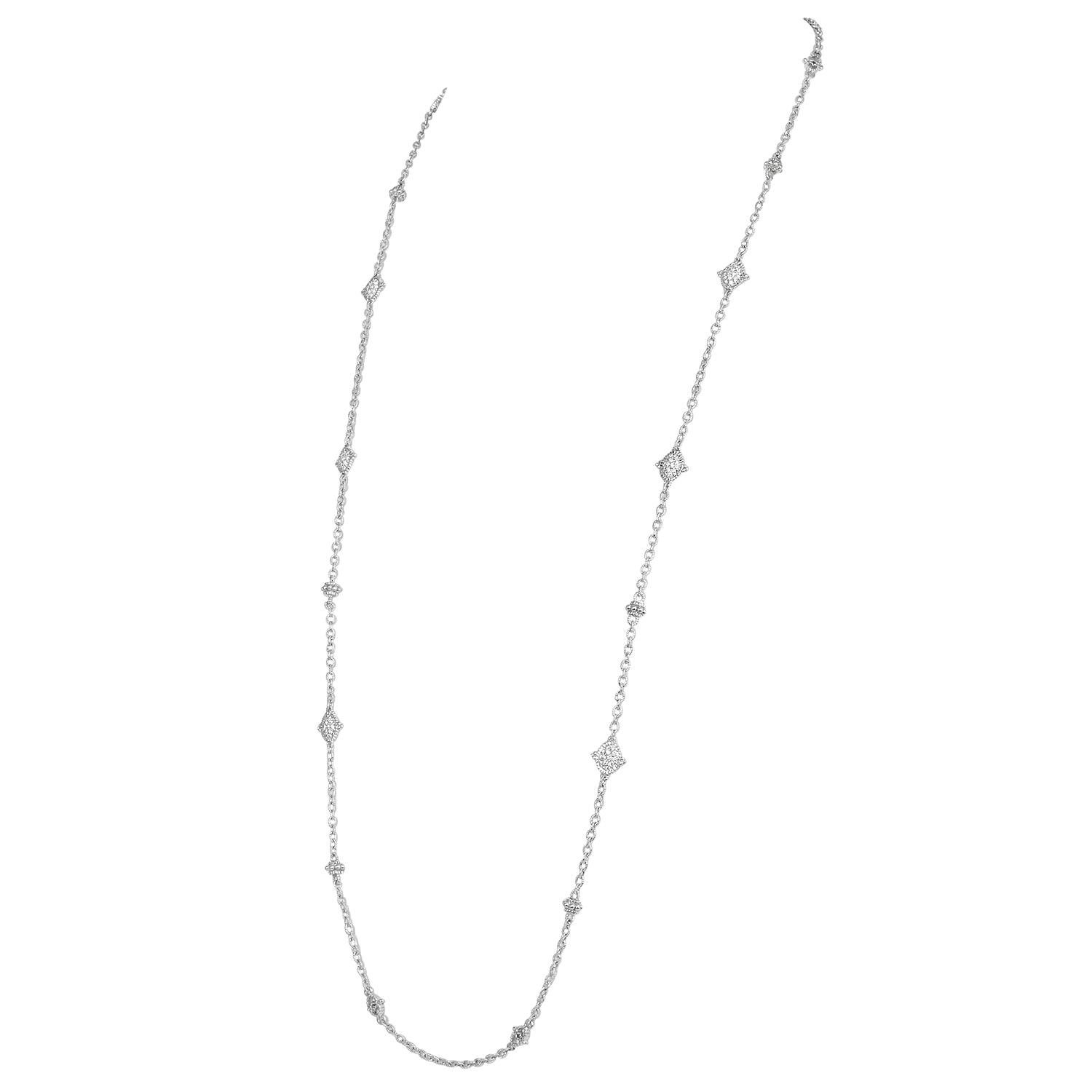 Judith Ripka, collana lunga con catena di diamanti in oro bianco 18 carati In condizioni ottime in vendita a Miami, FL