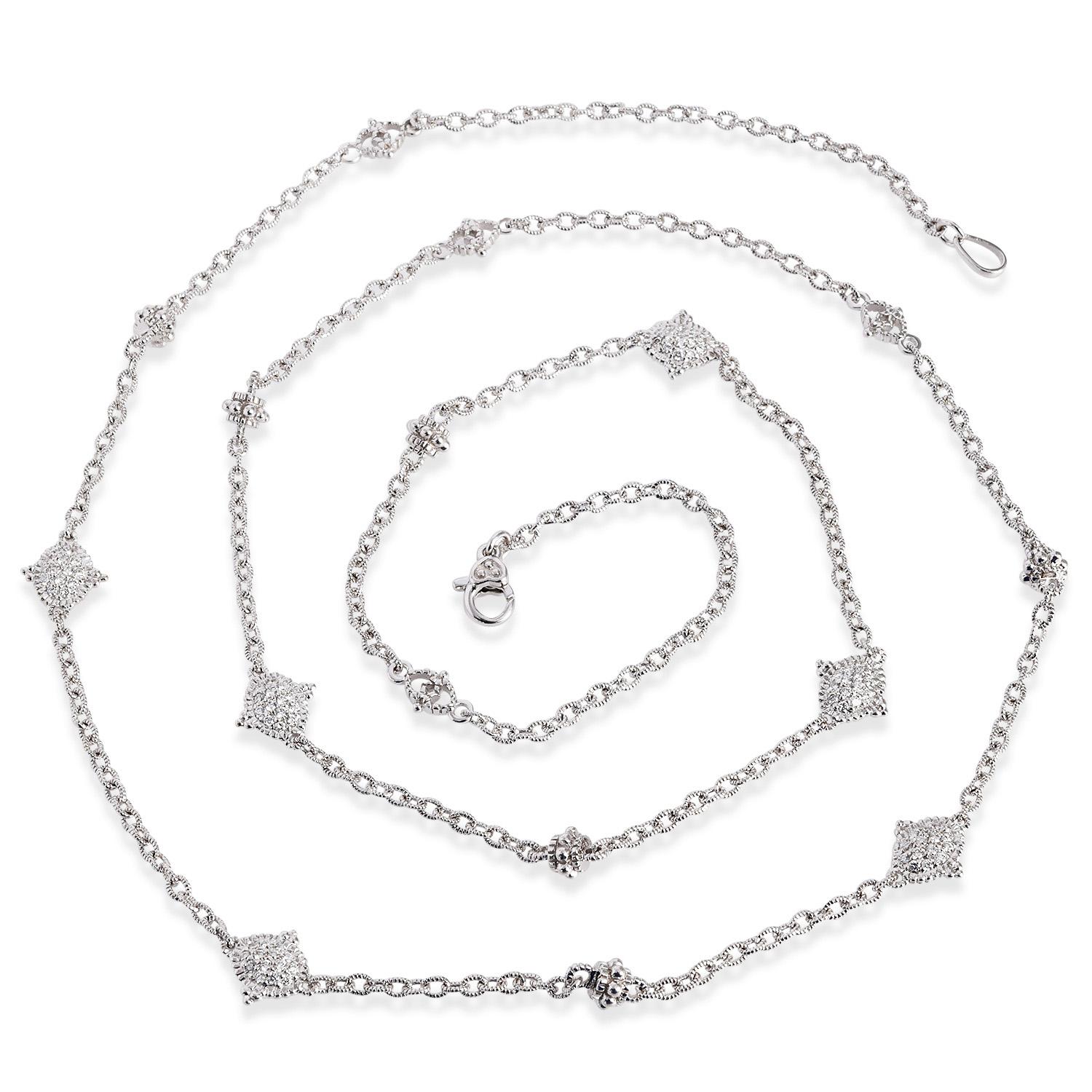 Judith Ripka, collana lunga con catena di diamanti in oro bianco 18 carati in vendita 1