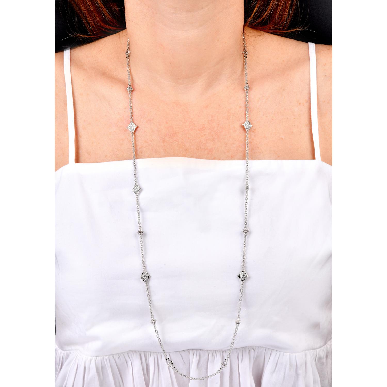 Judith Ripka, collana lunga con catena di diamanti in oro bianco 18 carati in vendita 3