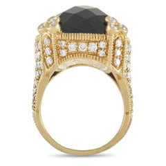 Judith Ripka Monaco 18K Yellow Gold 5.00 Ct Diamond and Onyx Cocktail Ring