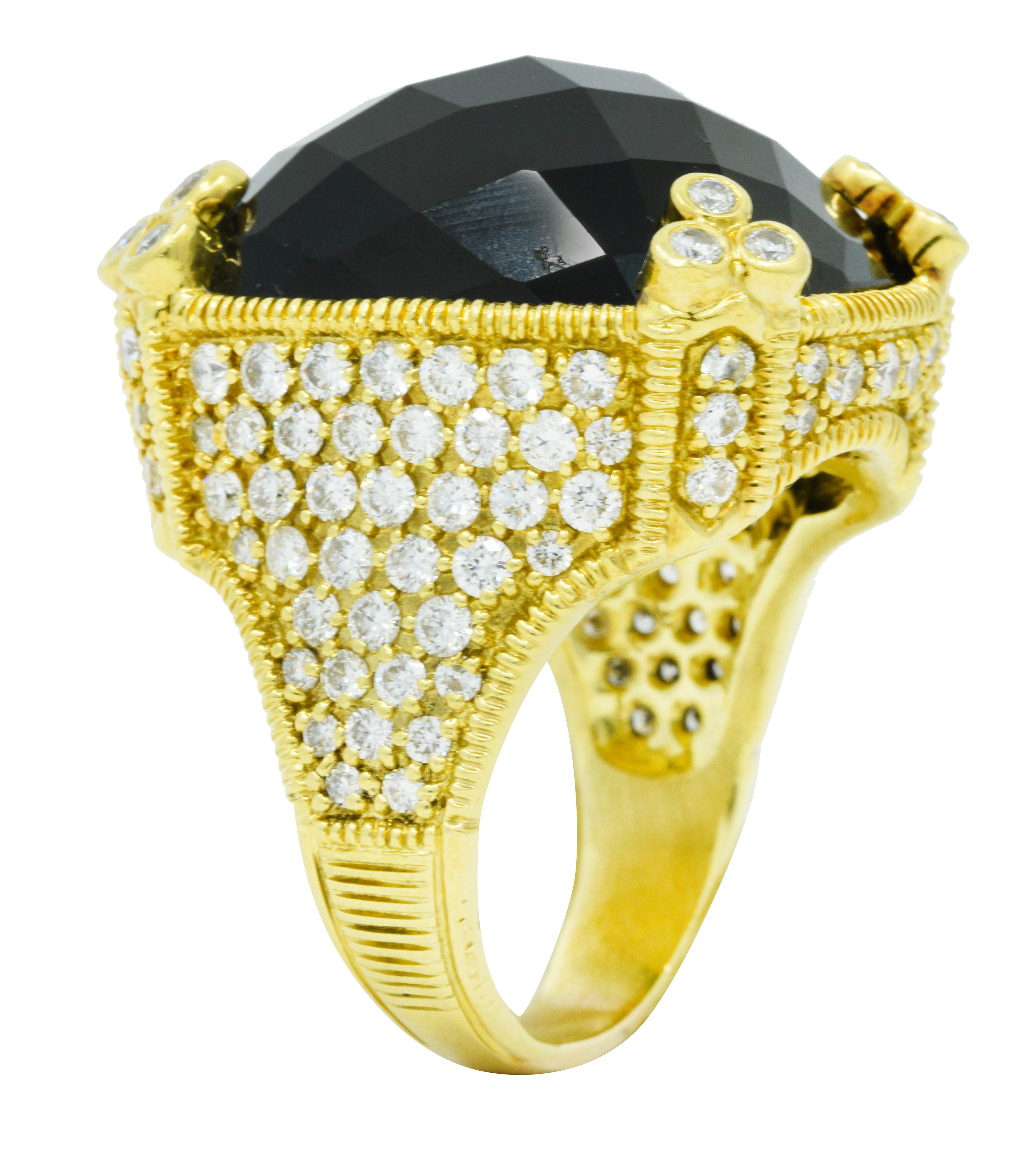 Judith Ripka Onyx 5.00 Carats Diamond 18 Karat Gold Monaco Cocktail Ring 1