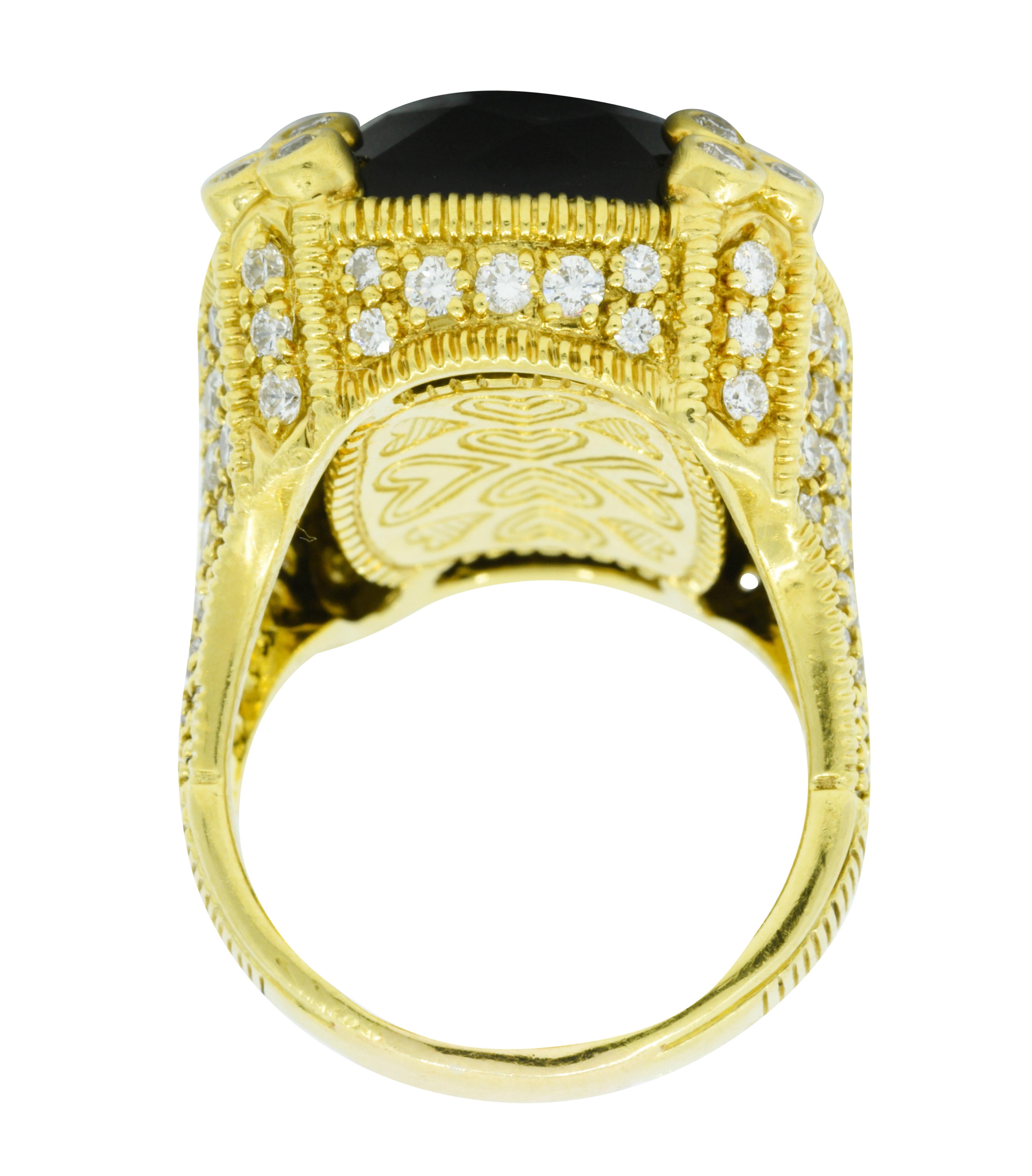 Judith Ripka Onyx 5.00 Carats Diamond 18 Karat Gold Monaco Cocktail Ring 2