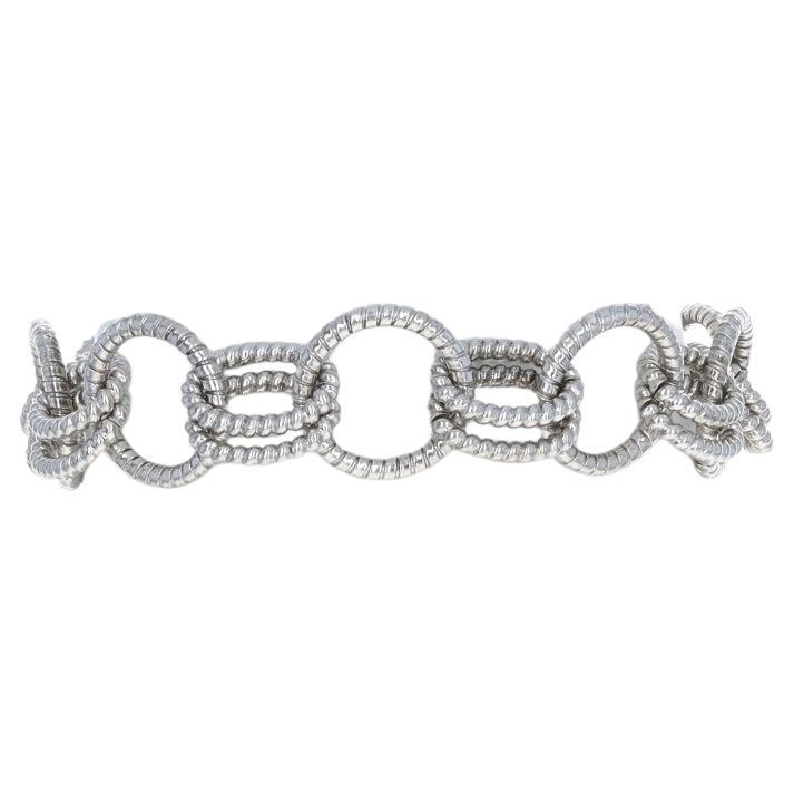 Judith Ripka Onyx Fancy Chain Bracelet 7 1/4" - Sterling Silver 925 Rope For Sale