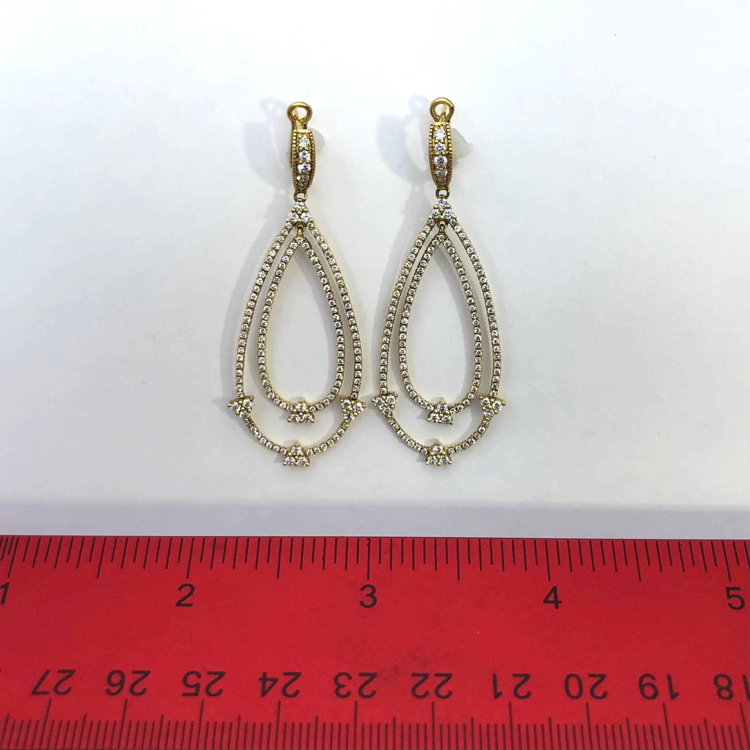 Women's Judith Ripka Open Design, Diamond and Yellow Gold Chandelier Earrings