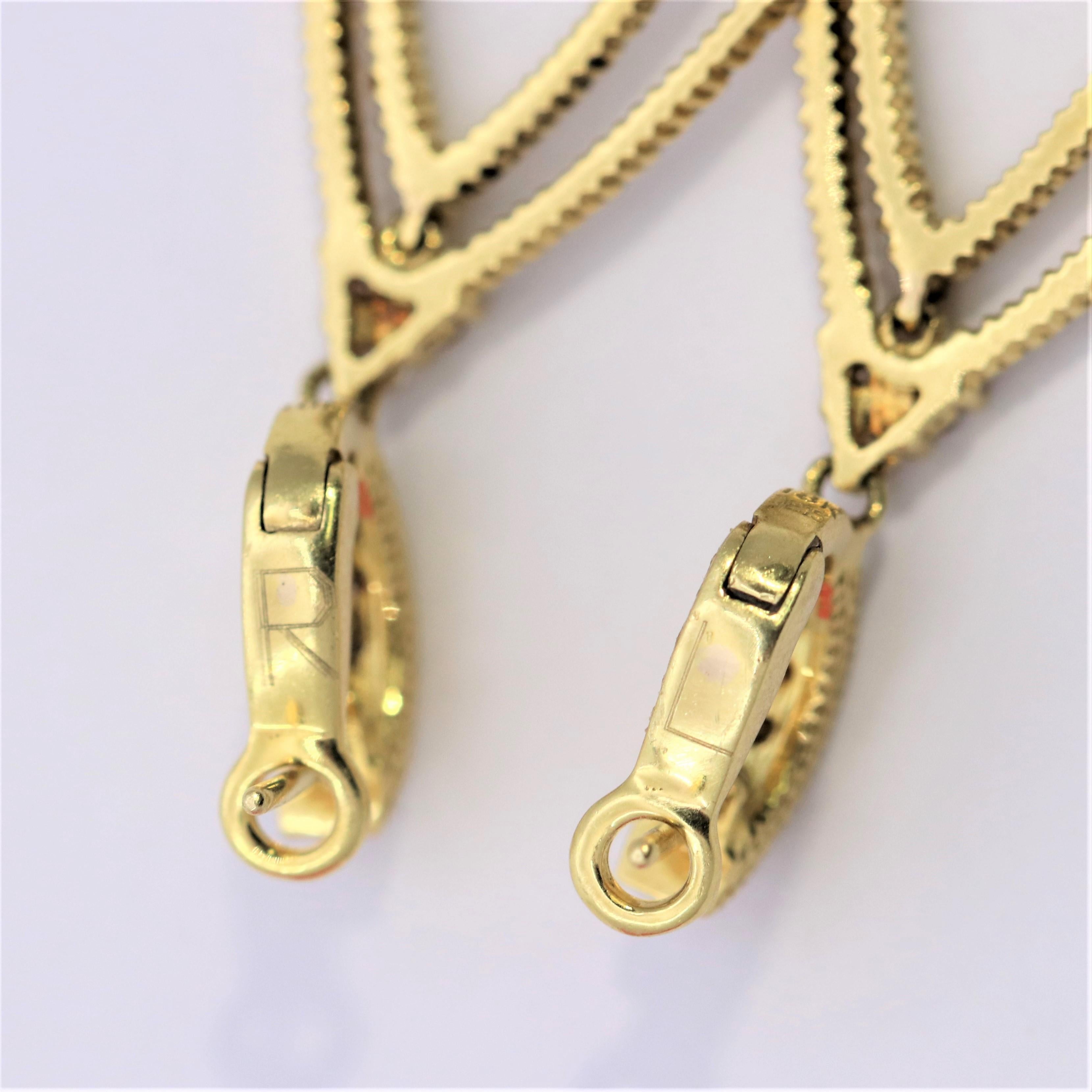 Judith Ripka Open Design, Diamond and Yellow Gold Chandelier Earrings 2