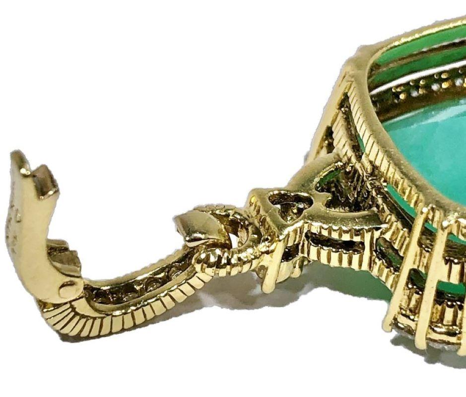 Brilliant Cut Judith Ripka Pastel, Green Onyx, 18k Yellow Gold and Diamond Pendant