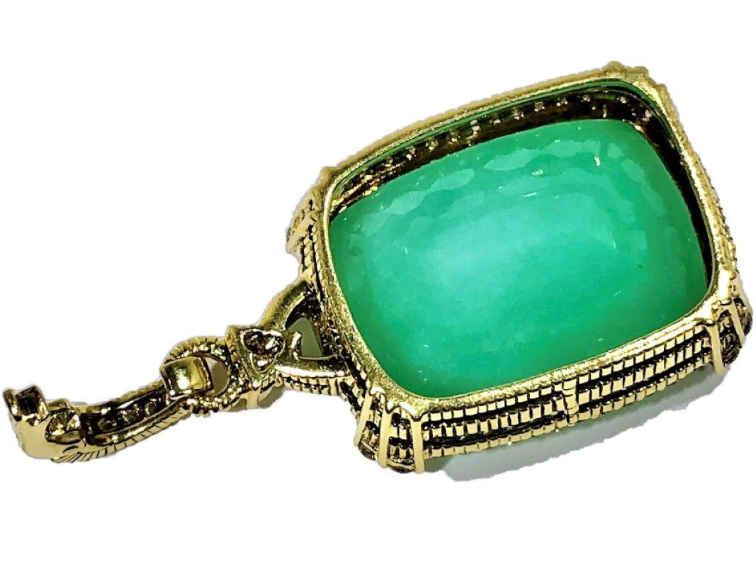 Judith Ripka Pastel, Green Onyx, 18k Yellow Gold and Diamond Pendant In Good Condition In Palm Beach, FL