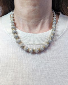 Judith Ripka 70ct Pave Diamond Ball Necklace in 18k Yellow Gold, 17"