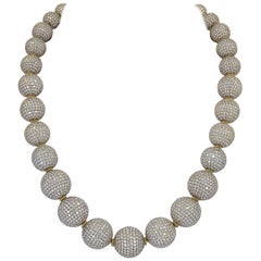 Judith Ripka Pave Diamond Gold Ball Necklace