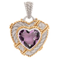 Judith Ripka Pendant with Heart Amethyst Two Tone in Sterling Silver